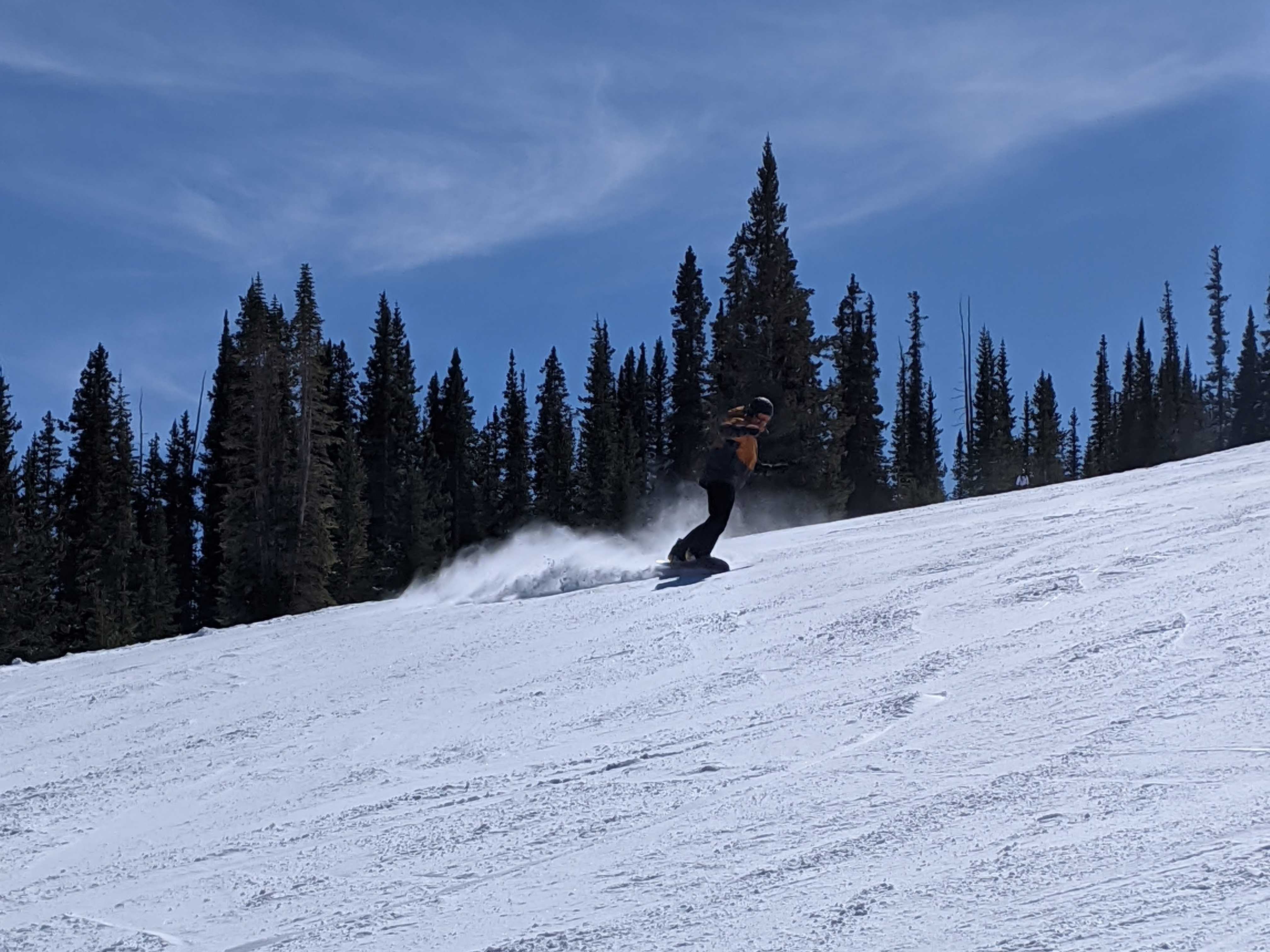 Mike learning to snowboard